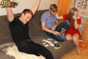 18 year old girl Emily Bender loses her virginity during sex on a leather sofa